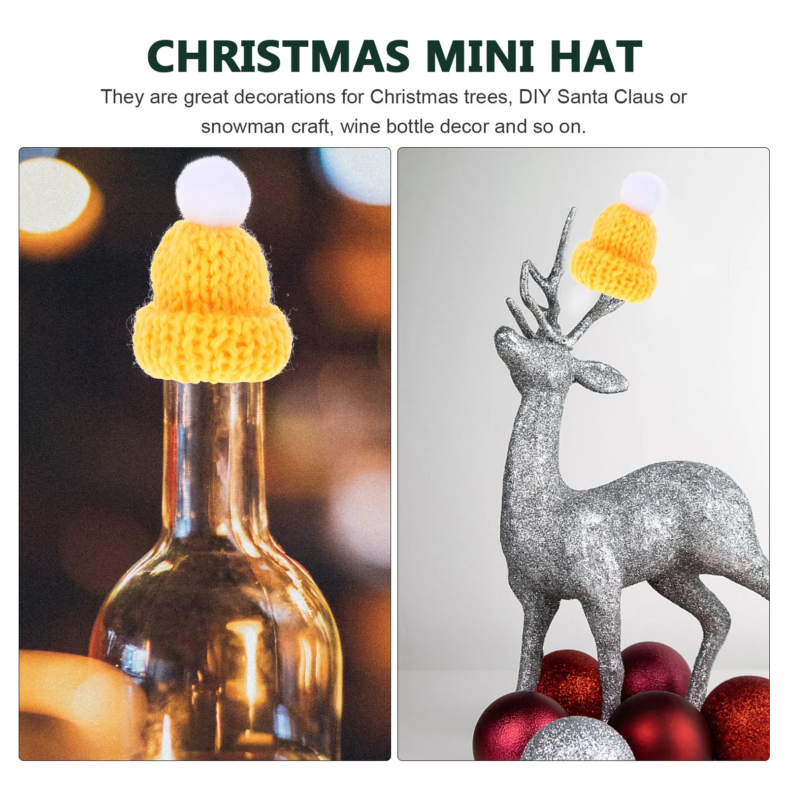 

10Pcs Christmas Hat Accessories Knitted Santa Cap Party Favors DIY Handmade Christmas Party Hats Decoration Santa Cap