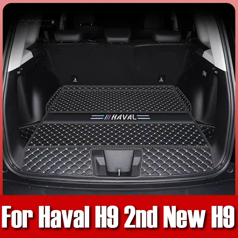 

For Haval H9 2nd 2024 2025 New H9 Trunk Protection PU Leather Mat Cover Waterproof Cargo Liner Boot Carpets Car Accessories