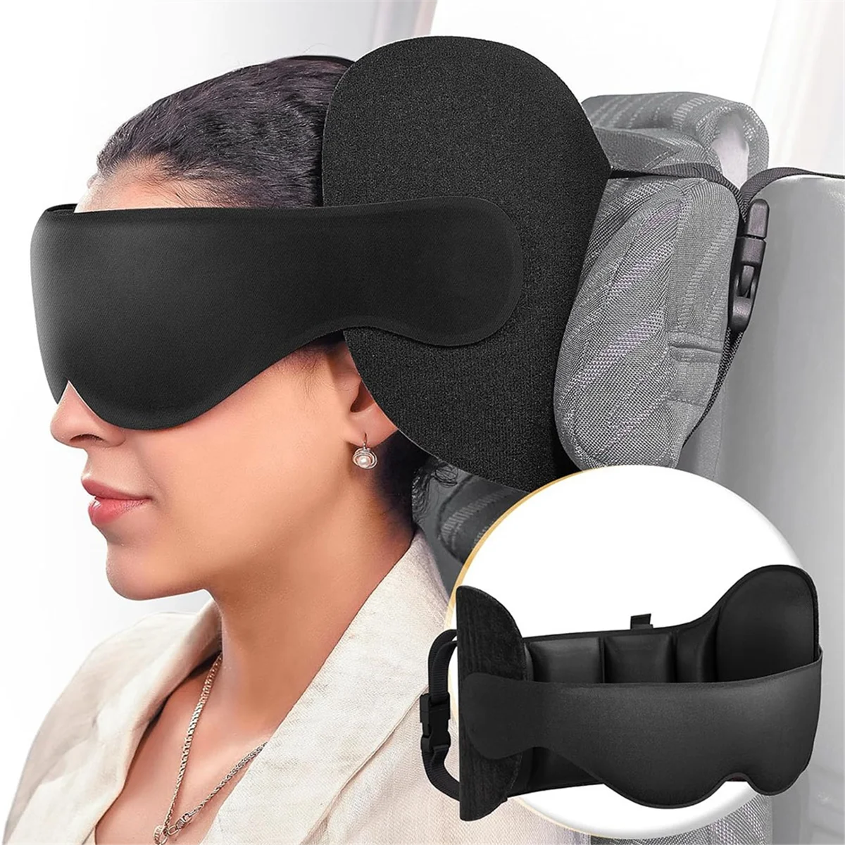 Travesseiro de viagem HITL, travesseiro de pescoço de avião para voo longo, alça de cabeça grande com máscara para os olhos para dormir, 360 ° Apoia o encosto de cabeça