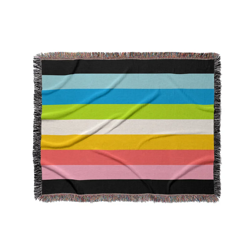 Gaslight Gatekeep Girlboss Queer Flag Pride LGBT Rainbow Jacquard Fringed Woven Throw Blanket