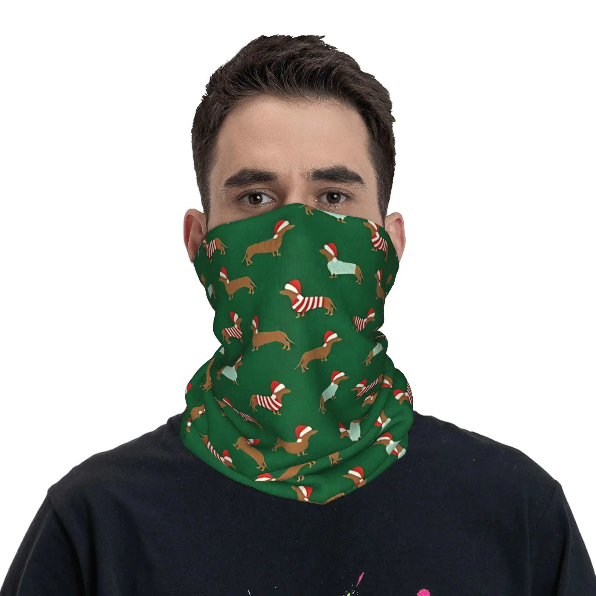 

Dachshund Dog Pattern Bandana Neck Gaiter Printed Magic Scarf Warm Cycling Scarf Hiking Unisex Adult Winter