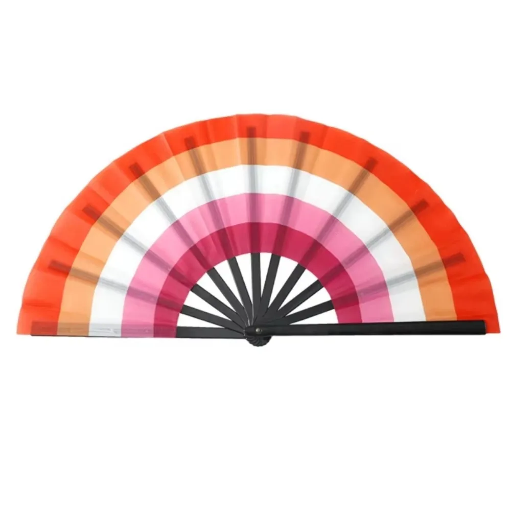 Gradient Colorful Rainbow Handheld Fan Cooling Portable Folding Dance Fan Decorative Easily Opened Chinese Kung Fu Fan