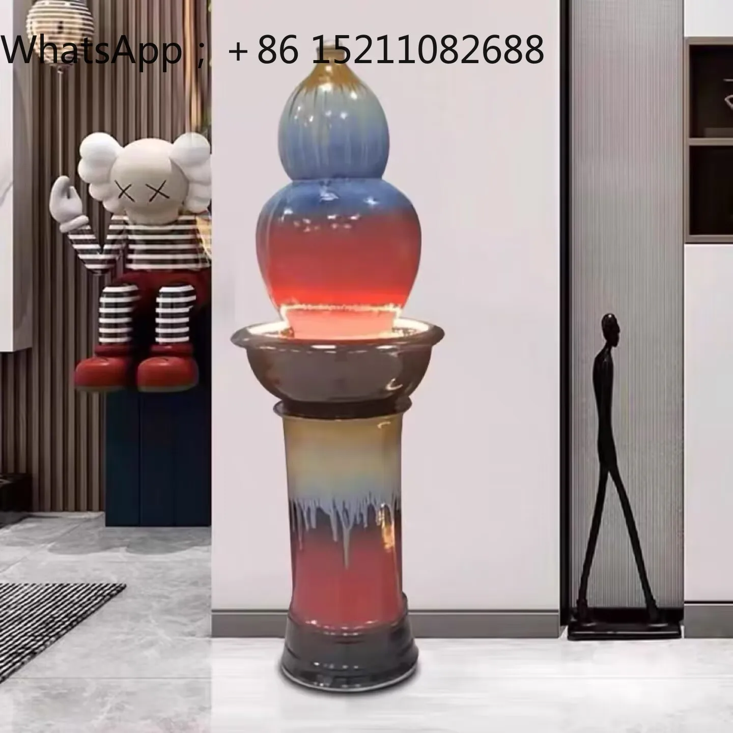 LLY ceramic light luxury wind flowing water fountain floor-to-ceiling lucky landscape ornament circulating water decoration