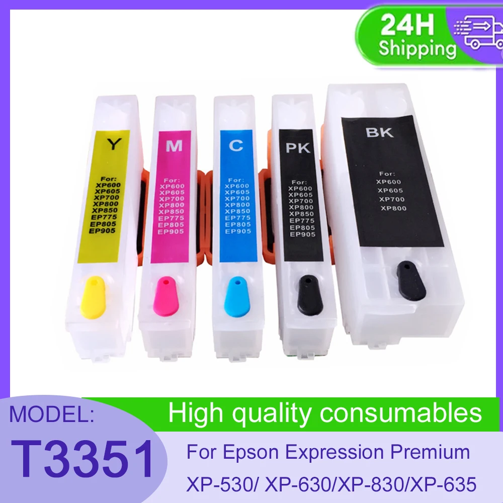 Vilaxh 33 T33xl Nachfülltintenpatrone T3351 T3361 - T3364 für Epson XP530 XP900 XP830 XP645 XP635 XP630 XP540 XP640 ARC Chip