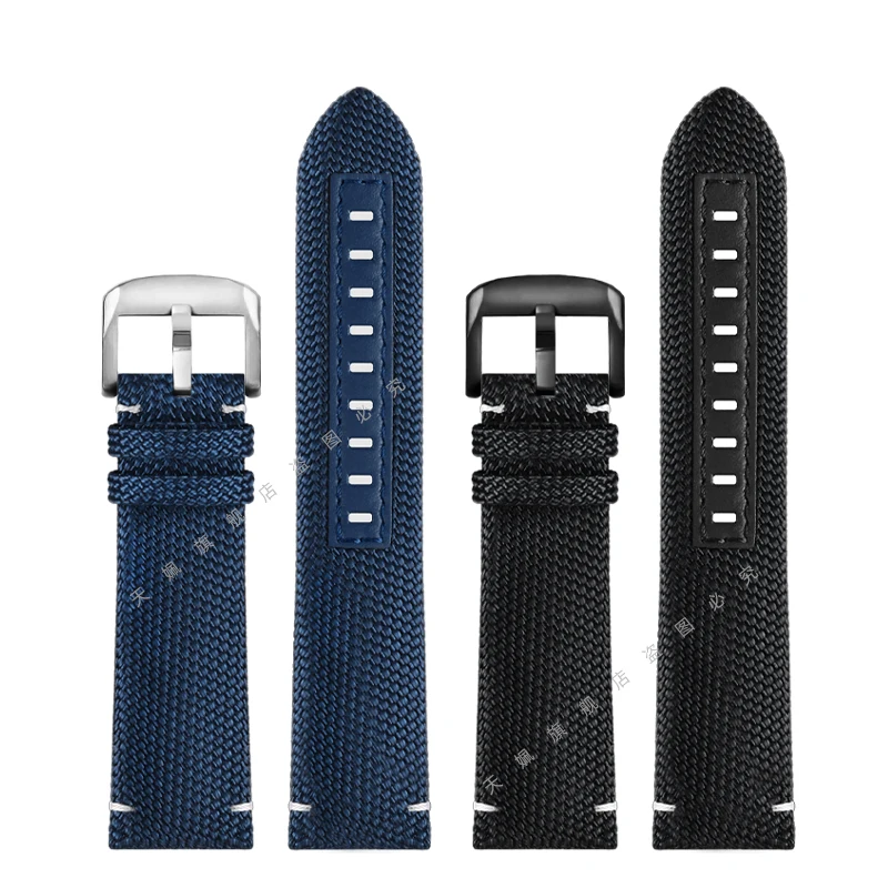22mm pasek z prawdziwej skóry nylonowe płótno Watchband mężczyźni Sport nurkowanie wodoodporny pasek do nadgarstka dla Mido Ocean Star Watch Strap