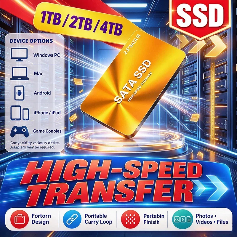 2026 New Gold SSD 2.5 Inch Internal Solid State Drive SATA3 SSD 1TB 2TB 4TB 500GB Hard Disk Solid State Drive for Laptop Desktop