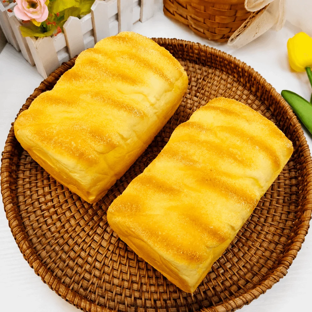 Lifelike PU Bread Squeeze Toy Slow Rebound Stress Relief Simulation Bread Model Toast Bread Sensory Toy Photography Props