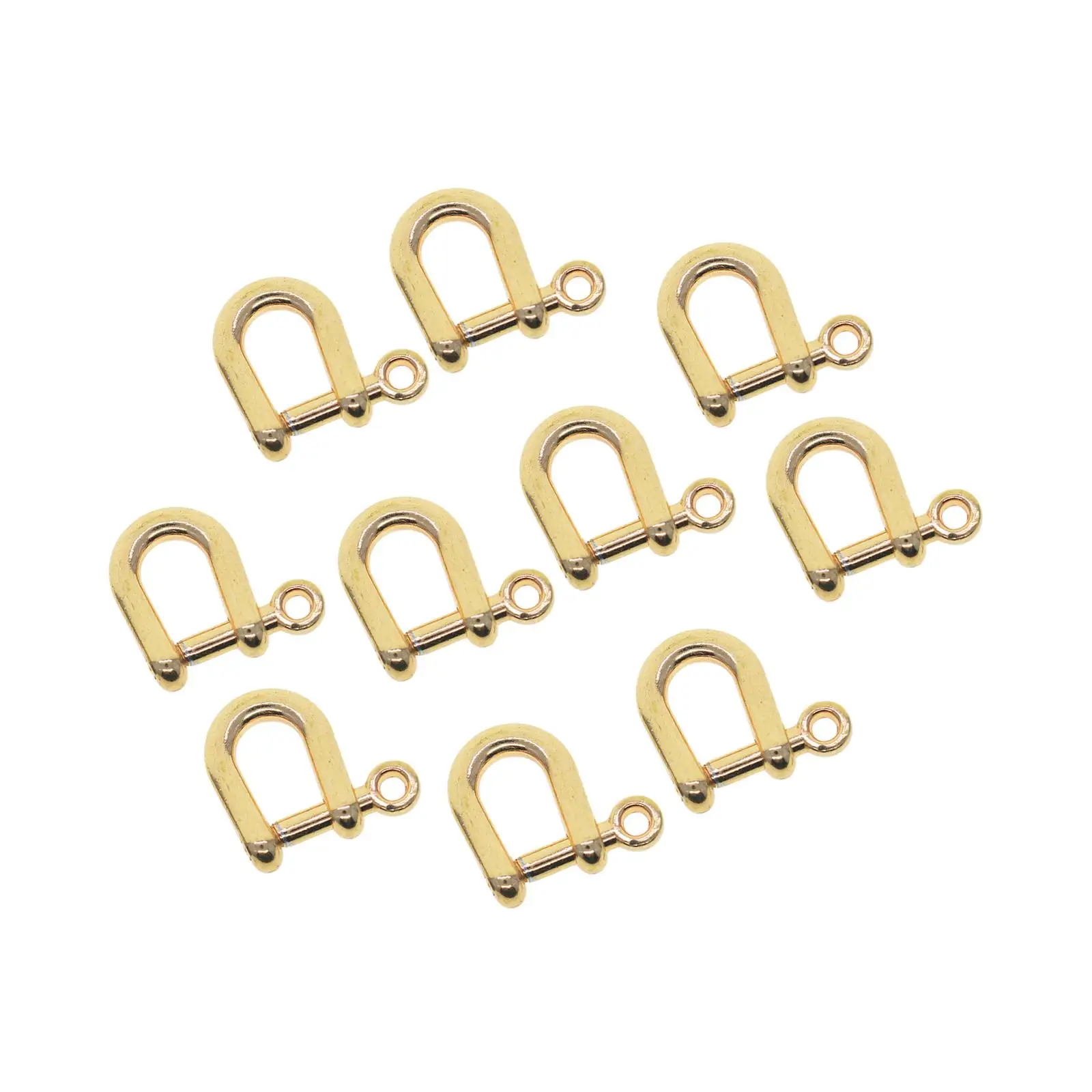 10 Pieces Horseshoe Buckles Key Chian Screw in Shackle Metal Bracelet Clips D Rings for DIY Craft Backpacks Leather Replacement