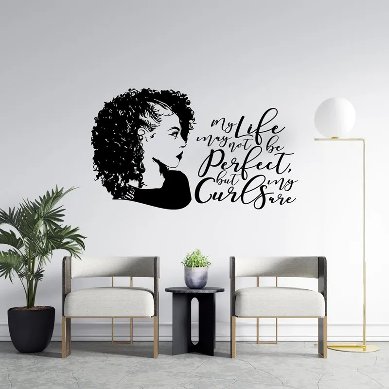 African Woman Vinyl Wall Decal Fashion African Girl Wall Sticker Beauty Salon SPA Hair Salon Wall Art Sticker Female Home Decor