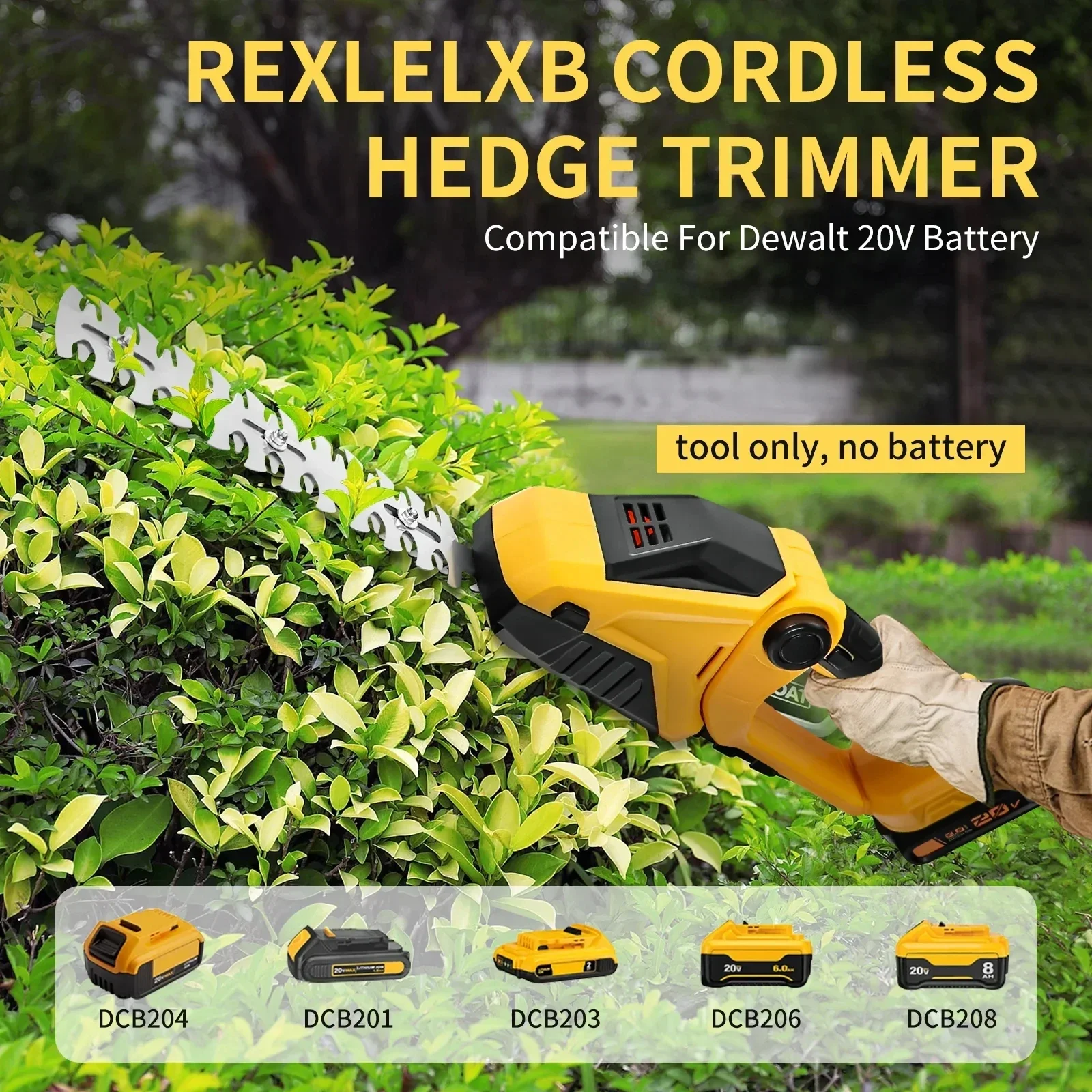 Vesmatity 2‑In‑1 Grass Shear Hedge Trimmer Cordless Brushless 90° Head Handheld for Dewalt  Battery Garden Bush Pruning