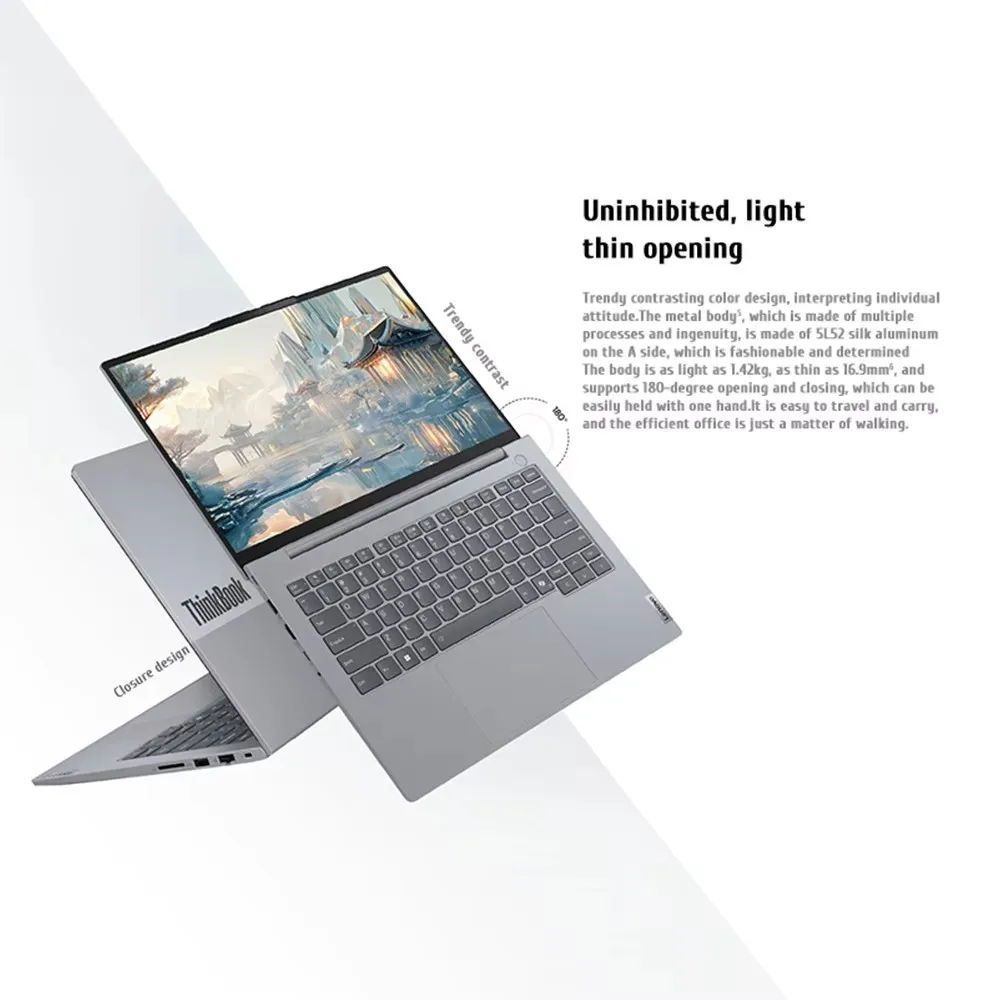 Lenovo ThinkBook 14 노트북 2024, DDR5 Ryzen R7 8845H Radeon 780M 16G RAM 1T SSD, 14 인치 2.8K 120Hz 노트북 슬림 컴퓨터 PC