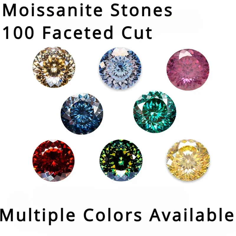 

Moissanite Stone Round Shape 100 Faceted Russia Nest Cutt Multiple Colors Available For DIY Charms Jewelry Materials Certificate