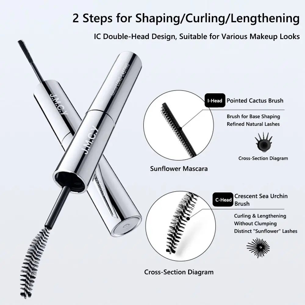 Mascara allungante naturale a doppia testa Effetto curling Tenuta a lunga durata Mascara impermeabile Primer a prova di sbavature Uso professionale