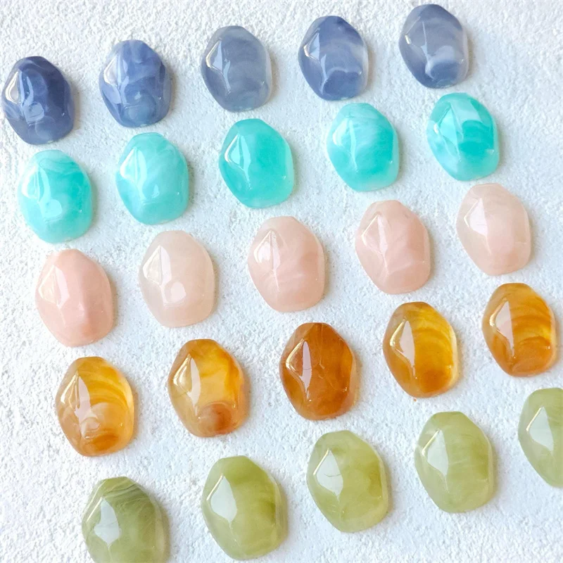 الجملة 100 قطعة/الوحدة اللون طباعة الهندسة غير النظامية شكل الراتنج كابوشون الخرز لتقوم بها بنفسك مجوهرات الملابس الشعر التبعي