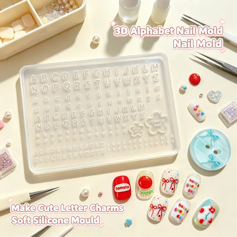 Niedliche 3D-Alphabet-Nagelform | DIY Geprägte Buchstaben-Nageldekorationen – Detail 1