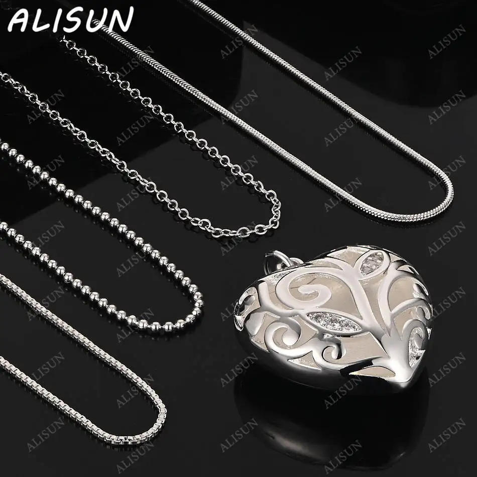 

ALISUN 40-75cm 925 Sterling Silver Heart Pendant Necklace For Women Men Charm Trend Birthday Gifts Fashion Party Fine Jewelry