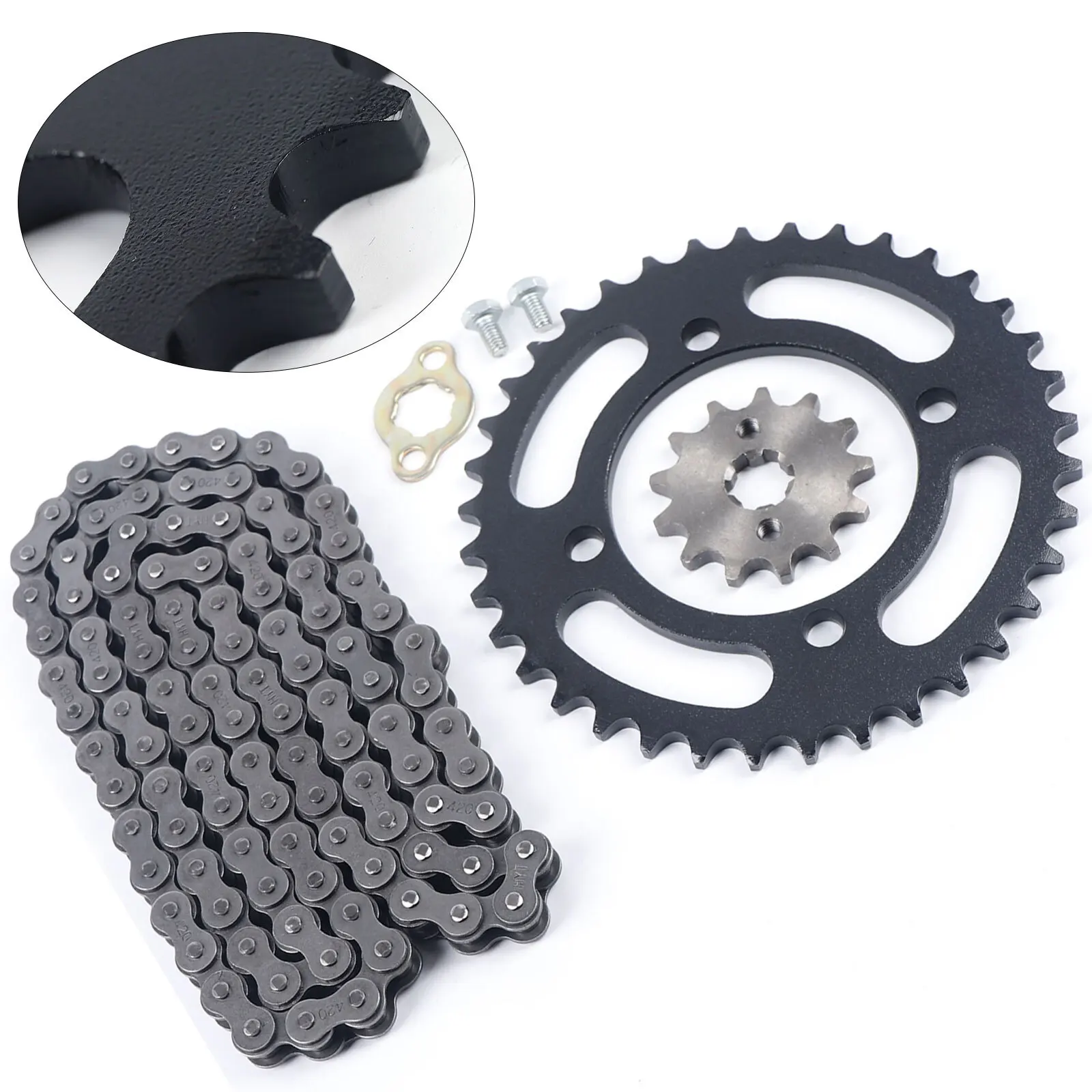 

420 Chain+Front Rear Sprocket for Dirt Pit Bike ATV Go Kart 110cc 125cc