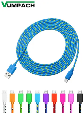 Vumpach 나일론 땋은 마이크로 USB 케이블 1m/2m/3m 데이터 동기화 USB 충전기 케이블 삼성 HTC LG 화웨이 Xiaomi 안드로이드 전화 케이블