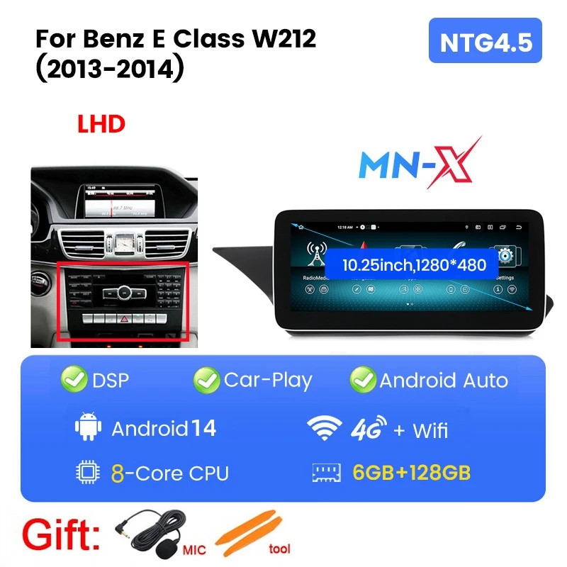 MEKEDE Android 14 4G LTE CarPlay Alles-in-een Voor Mercedes E-Klasse W212 S212 Auto multimedia Speler Android Auto Draadloze CarPlay
