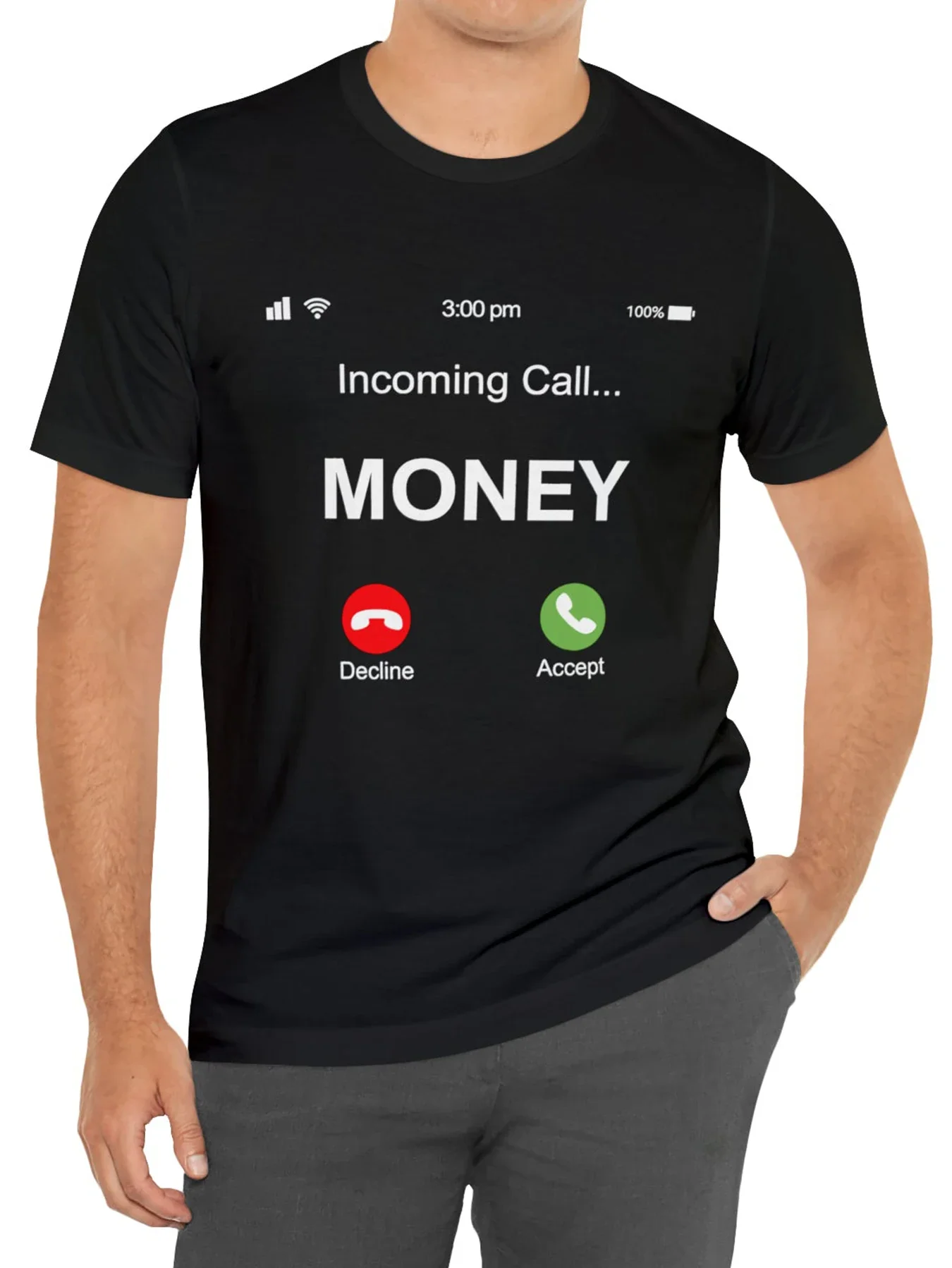 Men Money Incoming Call Print Graphic Tshirts Casual Comfy Summer T-Shirt for Daily Wear Vacation Resorts Ropa Hombre