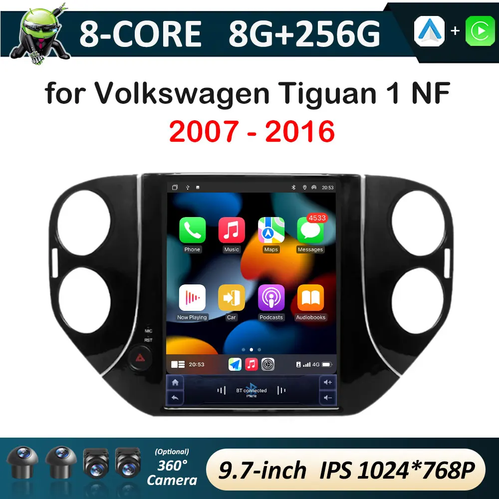 Android Intelligent System for Volkswagen Tiguan 1 NF 2007 2008 2009 2010 - 2016 DSP Stereo Wireless Carplay Auto Tools WIFI BT