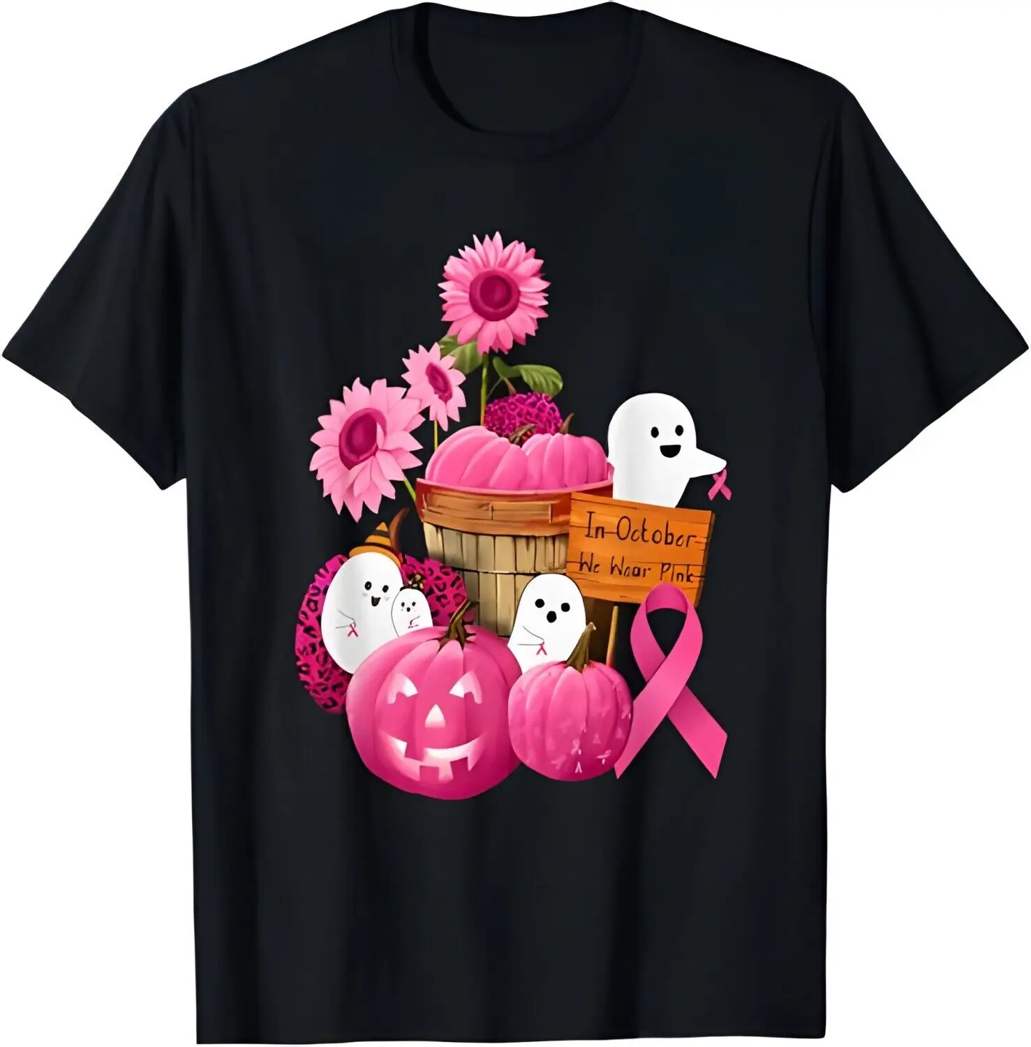 Pink Ghosts & Pumpkins For Breast Cancer T-Shirt