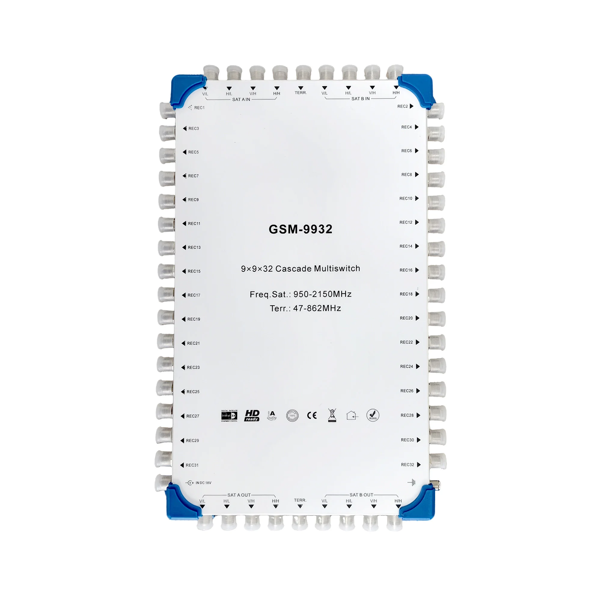 GSM-9932 9x9x32 Cascade Multiplexer 9 Input 32 Output Cascade Switch, Satellite Multi Switch , Satellite Switch Satellite + catv