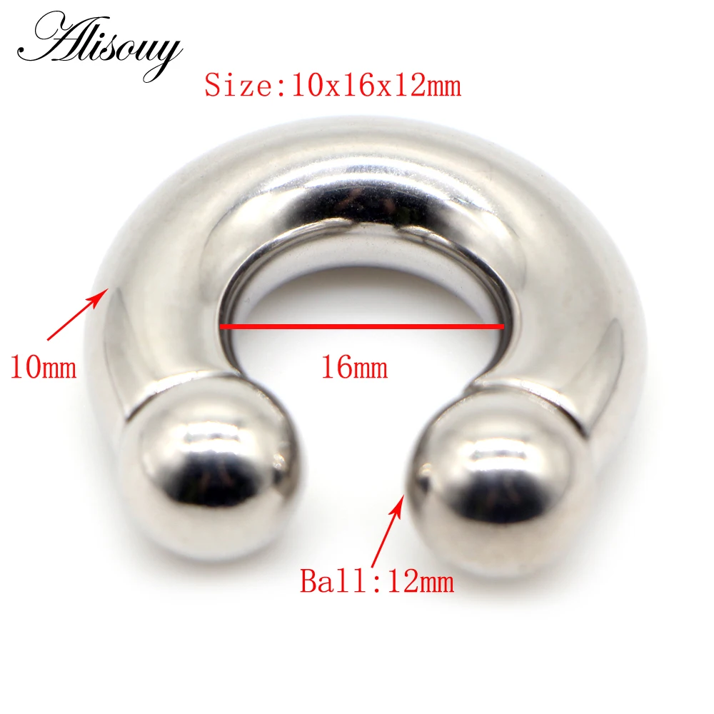 Alisouy 1pc Big Large Size Captive Bead Nose Ring Ear Plug Expander Guauge Male Genital BCR Hoop Earring Piercing Body Jewelry