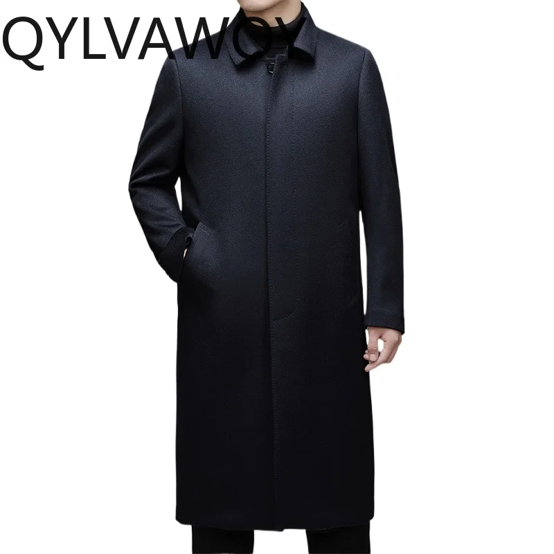 QYLVAWOY 100% Double-sided Wool Coat High Quality Thicken Coats for Man Winter Business Lapel Men Jacket Long Manteau Homme