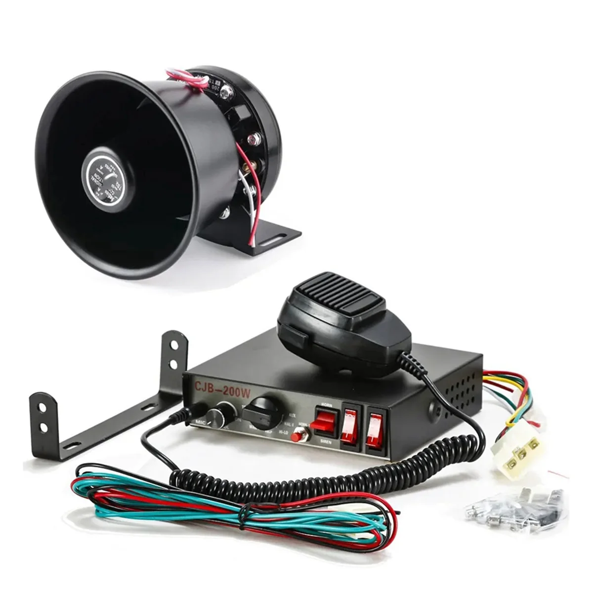 Police Siren for Car Loudspeaker Megaphone Electronic 12V 200W Warning Speaker Truck Car Police Emergency Alarm