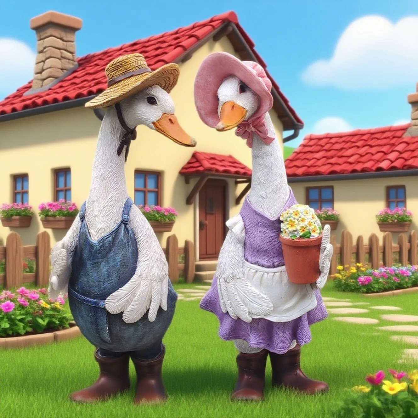 

Смола пара уток ремесла украшения сада уличный домашний декор уникальный подарок художественный двор орнамент садовые статуи скульптуры