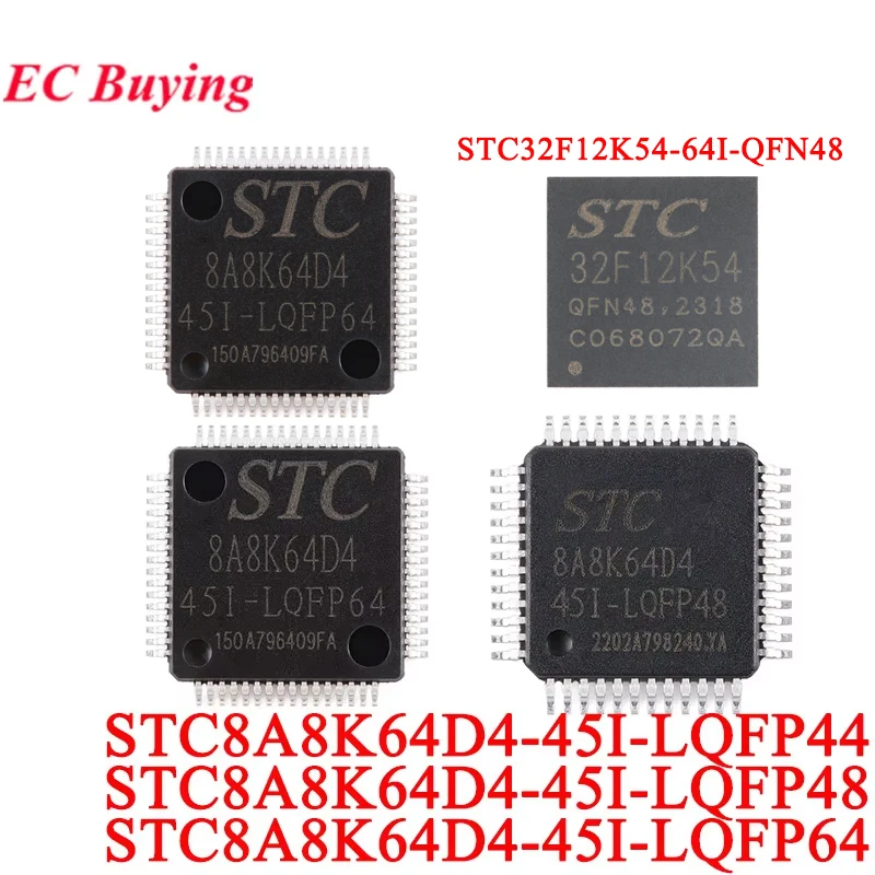STC8A8K64D4 STC8A8K64D4-45I STC 8A8K64D4 LQFP64 LQFP48 LQFP44 STC32F12K54-64I-QFN48 Chip único 1T 8051 microcontrolador MCU IC