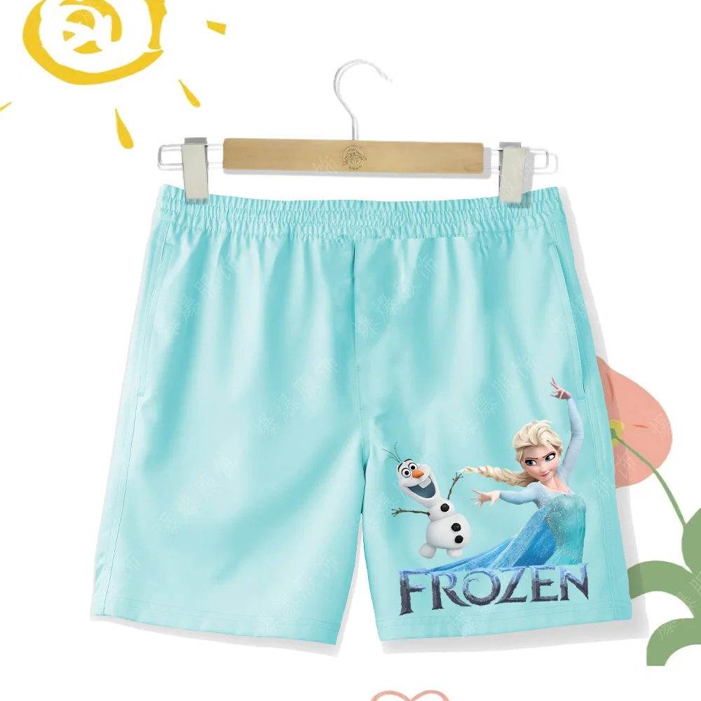 Summer Children's Beach Pants Cartoon Print Ice and Snow Adventure Outdoor Sports Vacation Swimming Clothing Shorts Quick drying