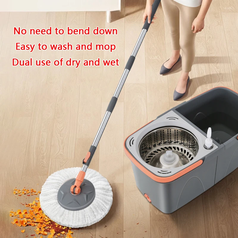 Lazy Hand Wash Free Mop Rotating Mop Set For Both Dry And Wet Use With Bucket Household Mop 360 Rotating Mop House Cleaning