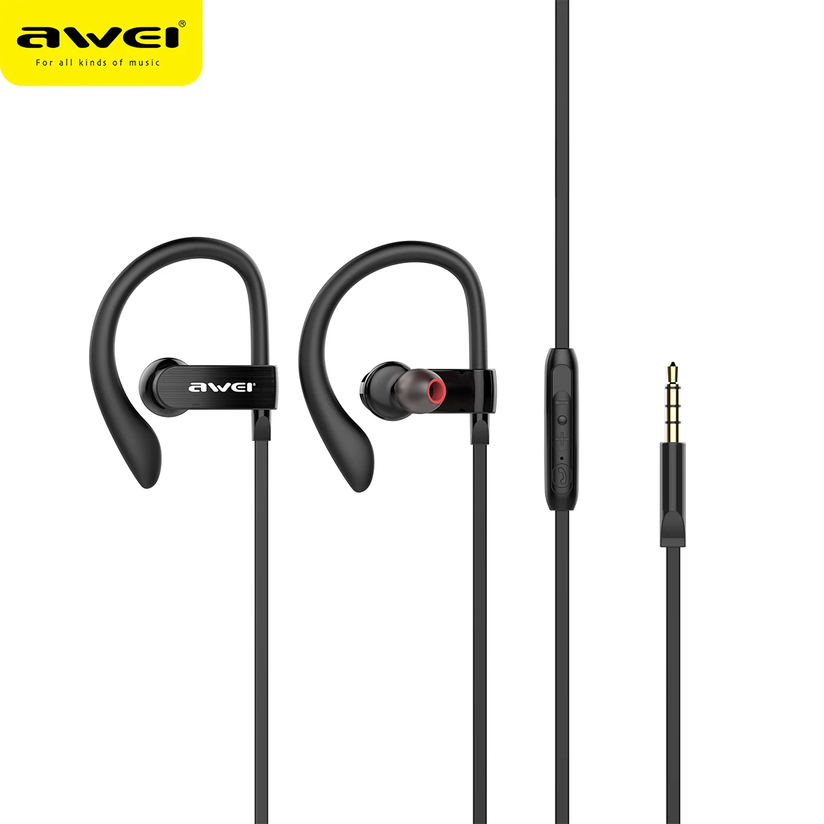 

Awei In-Ear Stereo Headphones 3.5mm&TapeC Wired Sport Gaming Earphones with Microphone In-line Control Headset for Smart Phone