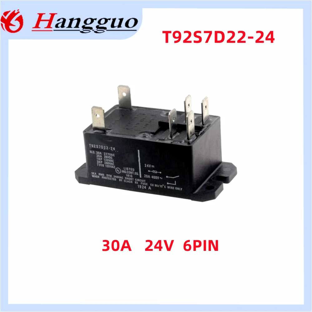 Original T92S7D22-12  12V T92S7D22-24 24V 12VDC 24VDC 30A 250VAC 6PIN  Relay