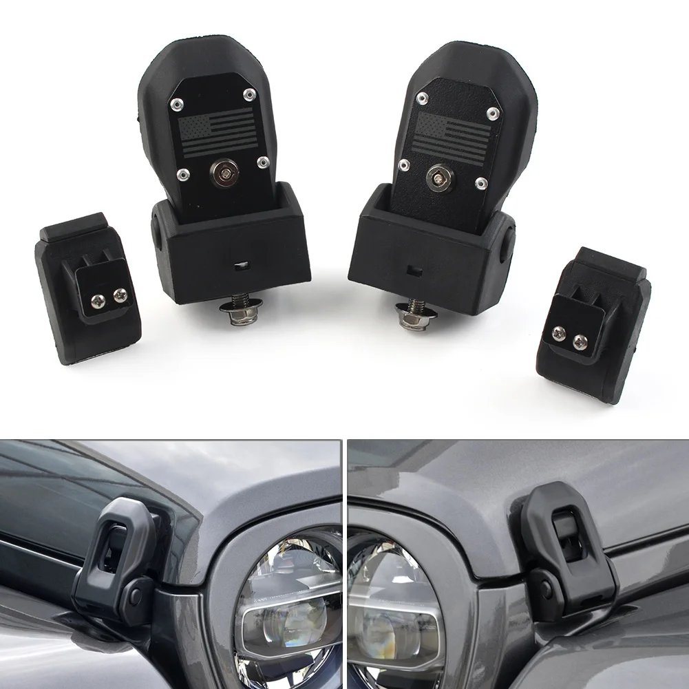 1Pair Black​ Auto Engine Lock Hood Latches Catch For Jeep Wrangler JL 2018-2023 For Gladiator JT 2018-2022 Car Accessories