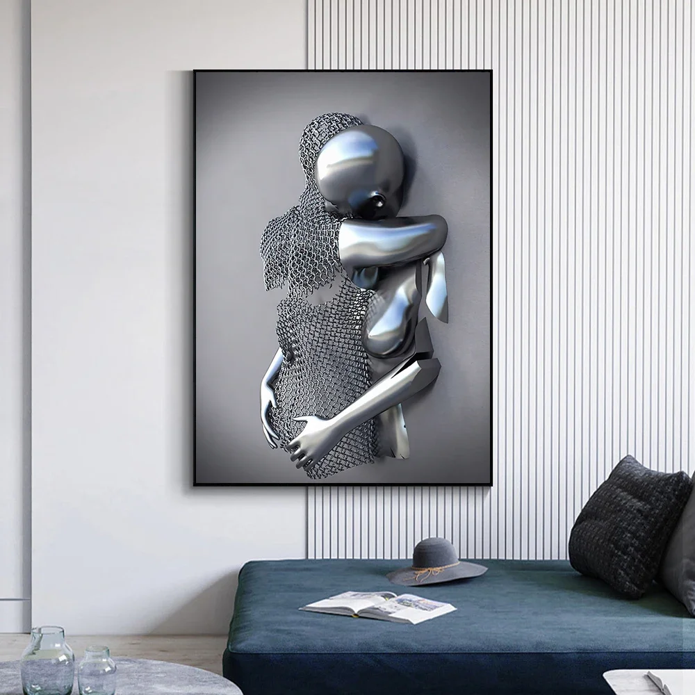 مجردة المعادن صورة الجدار ملصق فني زوجين الشمال البوب جدارية ديكور المنزل قماش اللوحة صورة طباعة غرفة المعيشة الديكور