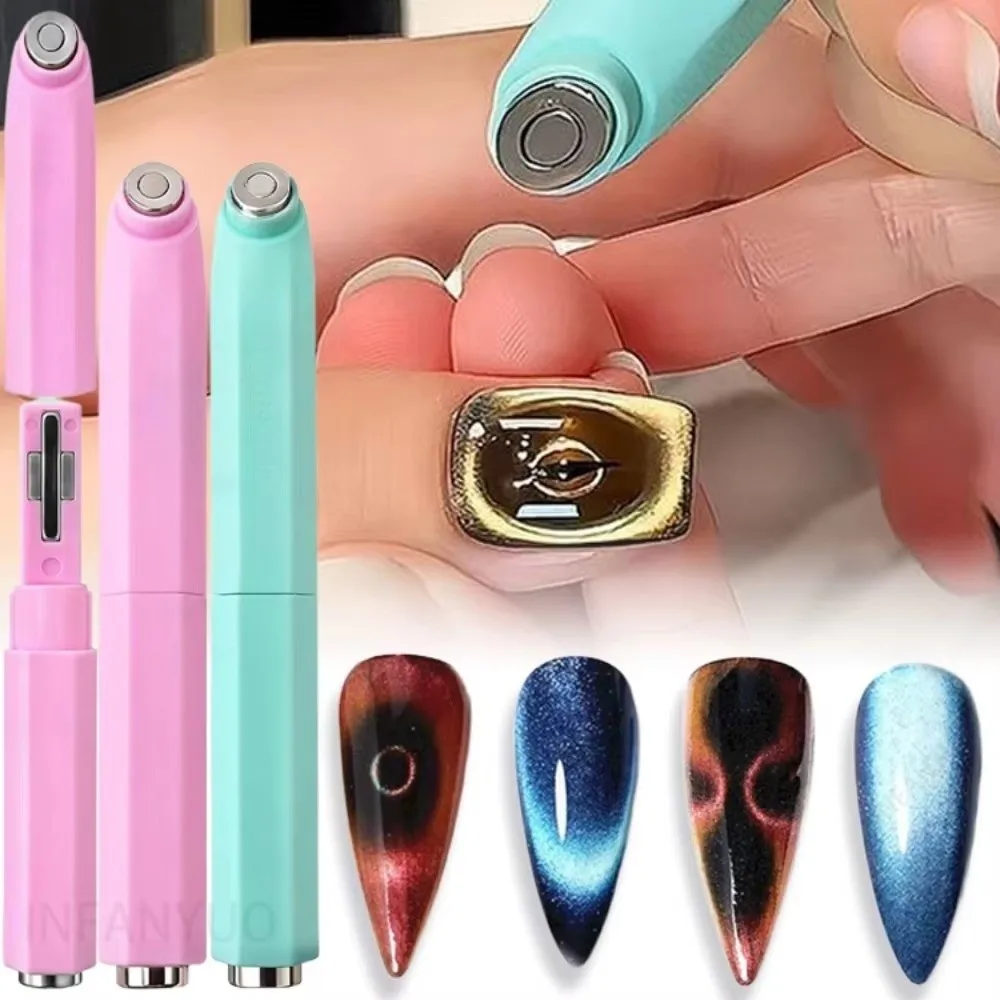 الهدايا 3 في 1 عين القط مسمار الفن عصا متعددة الوظائف ثلاثية الأبعاد التعميم قطري تأثير مسمار الفن قلم مغناطيسي لتقوم بها بنفسك حلقة عين القط المغناطيس #1