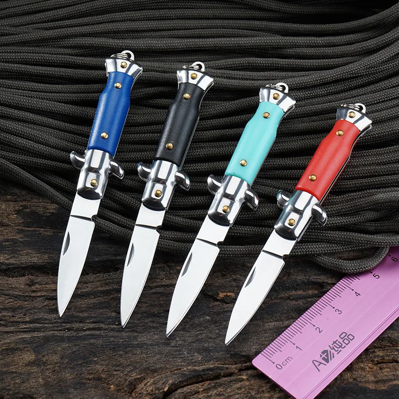 Dropship AKC 3CR13MOV Steel ABS Handle Keychain Fruit Cutter Folding Knife Pocket Outdoor Camping EDC Survival Tool