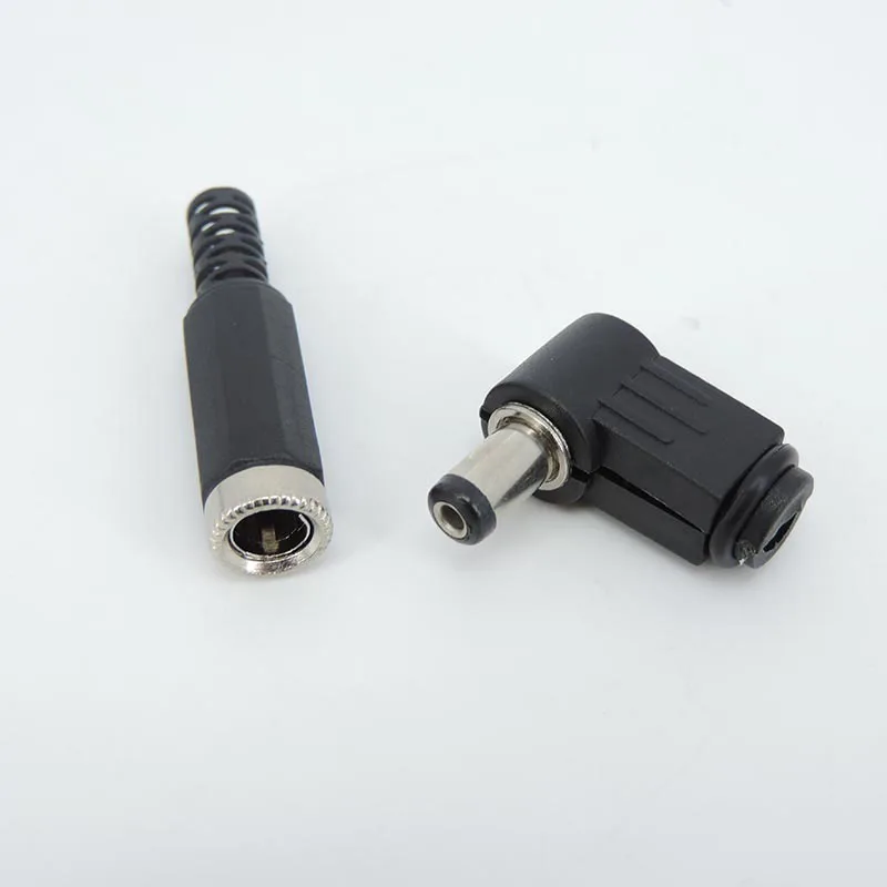 Adaptador de enchufe de CC macho y hembra, 5,5 MM x 2,5 MM, 2,1 MM, ángulo recto, conector de alimentación de 90 grados, 5,5x2,5 MM, 5521