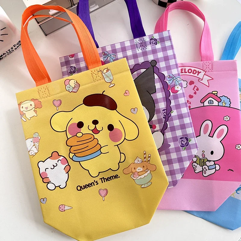 Kawaii Sanrio Kuromi Cinnamoroll Printed Non Woven Fabric Bag Cute Cartoon Melody Large Capacity Carrying Bag Item Storage Bags