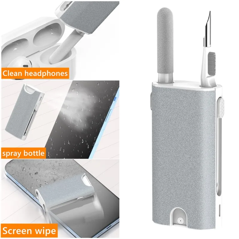 Paño para quitar el polvo de la pantalla del teléfono 5 en 1, puerto de carga, palo de esponja para quitar el polvo AirPod, palo de limpieza de auriculares, bolígrafo de limpieza