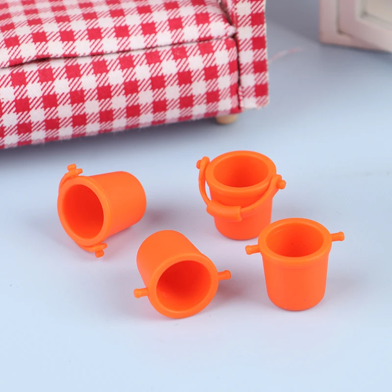 2Pcs 1/12 Dollhouse Mini Simulation Water Buckets Dollhouse Garden Beach Bucket Dolls House Accessories Pretend Play Toys