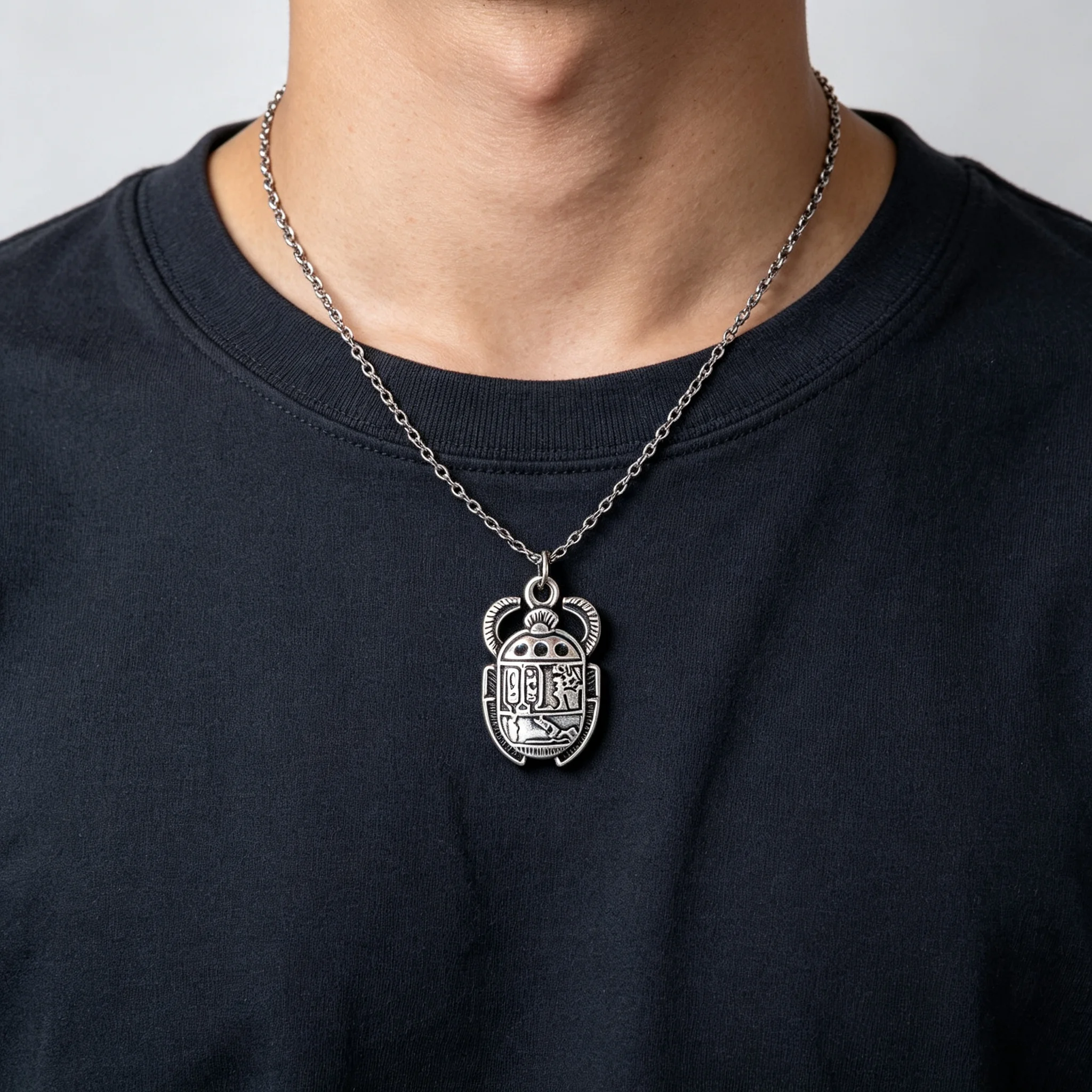 Vintage Egyptian Scarab Beetle Pendant Necklace Alloy Charm for Women Gift 1 Piece