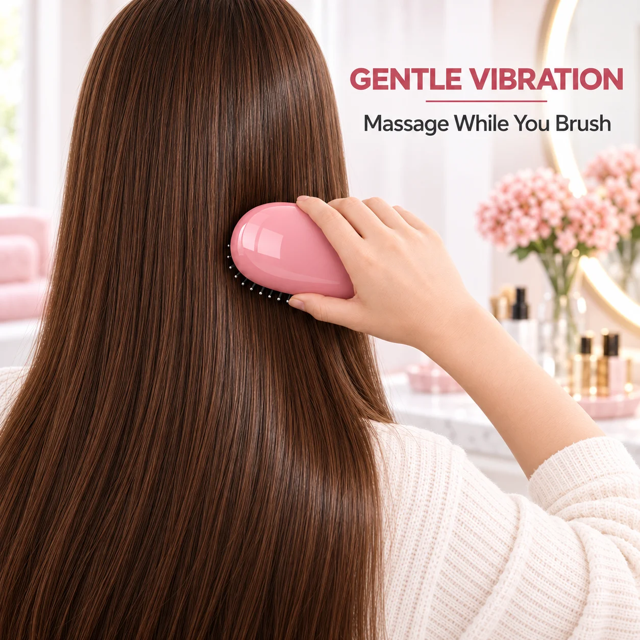 Portable Ionic Vibrating Hair Brush with Removable Cushion, Detangling Scalp Massage Comb for Straight Wavy Curly Hair - view 6