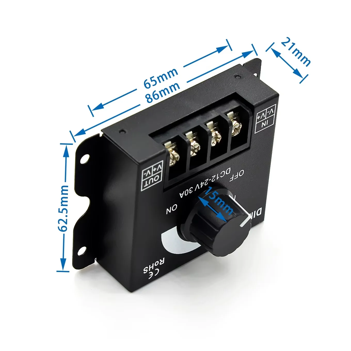 DC12-24V 30A Knob Dimmer Brightness Adjustment Stepless Dimming Switch plastic Controller for 3528 5050 COB SMD LED Strip Light