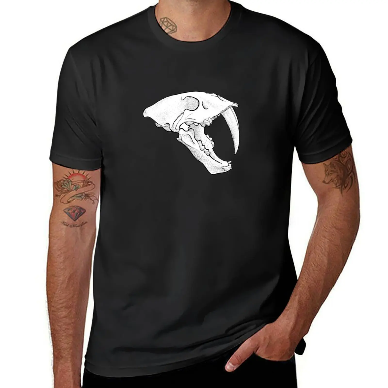 Saber Tooth Skull Stippling - Anatomy Art T-Shirt quick-drying customizeds quick drying oversizeds Men's t-shirts