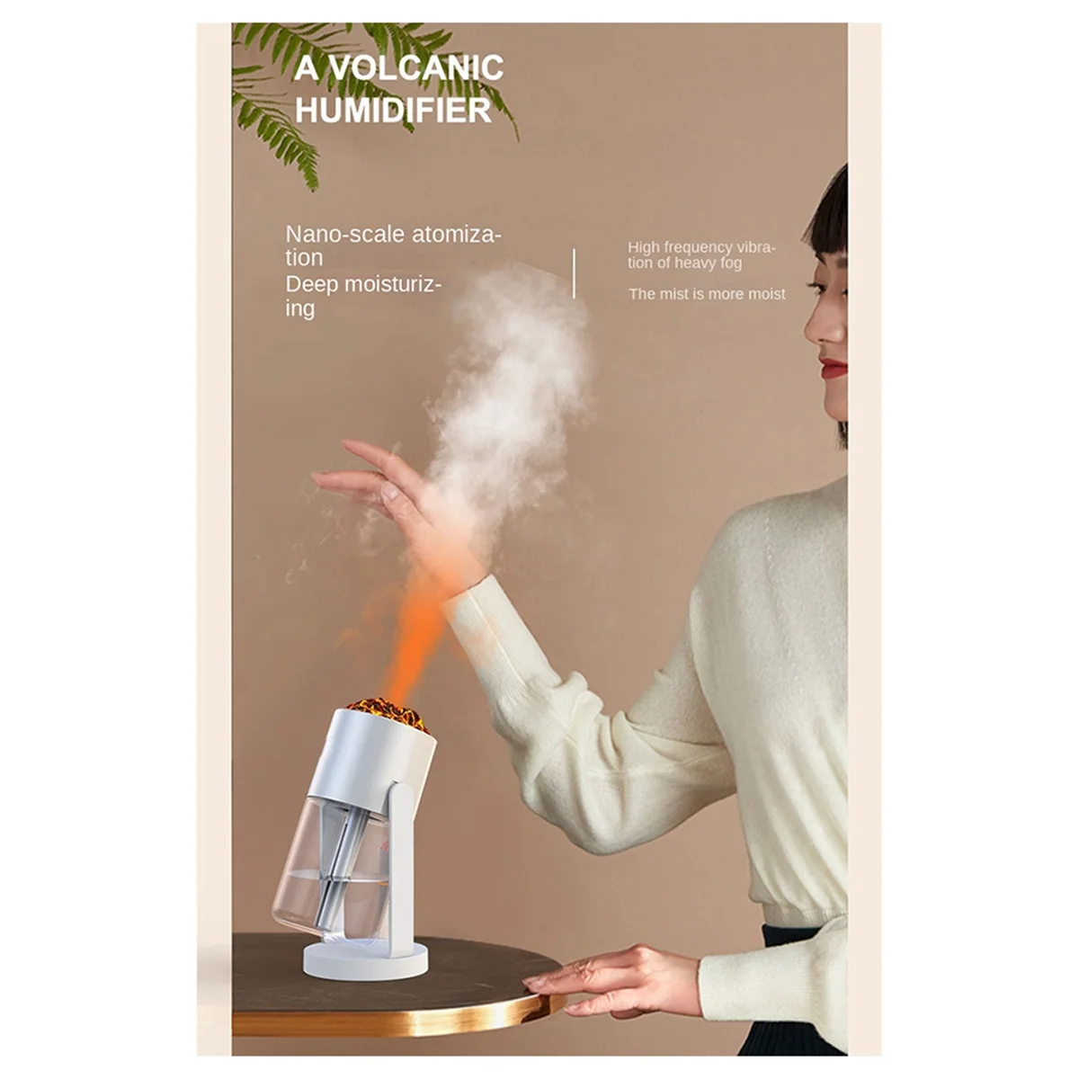 Портативный домашний настольный увлажнитель воздуха, мини-очиститель воздуха, имитация пламени, семицветный атмосферный светильник, увлажнитель A