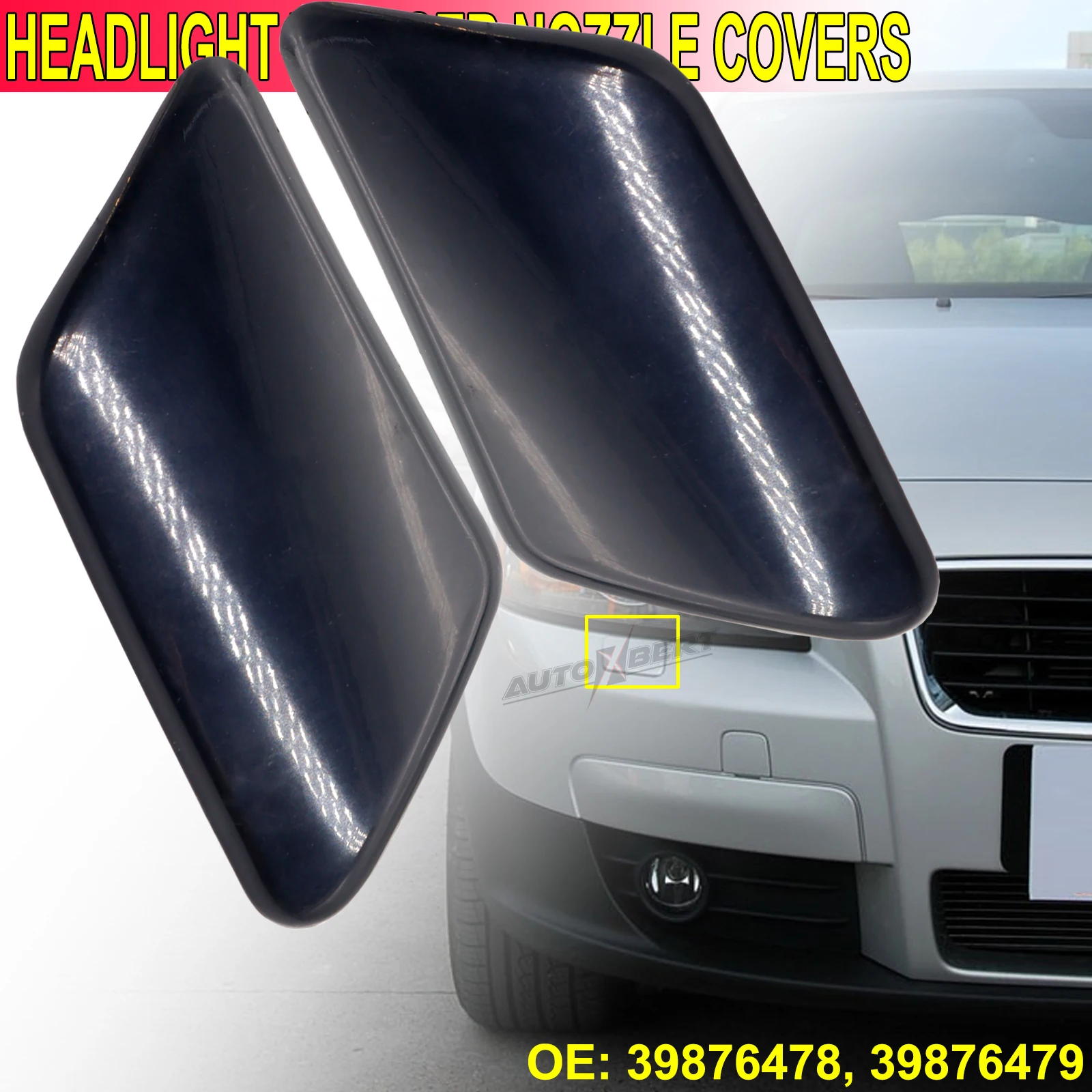 Unprimed Headlight Washer Nozzle Jet Headlamp Cover Front Bumper Cap RH LH Unpainted For Volvo C30 2008-2013 39876478 39876479